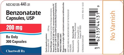 Image Description (Benzonatate Usp Cap 200mg 300s Bot Label)