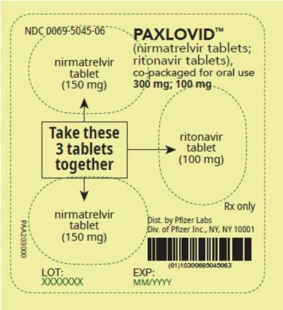 PRINCIPAL DISPLAY PANEL - 3 Tablet Blister Pack - 0069-5045 - paxlovid 14