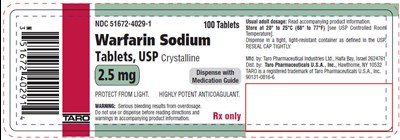 warfarin-04.jpg PRINCIPAL DISPLAY PANEL - 2.5 mg Tablet Bottle Label - warfarin 04