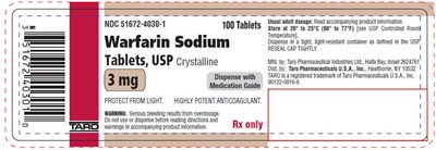 warfarin-05.jpg PRINCIPAL DISPLAY PANEL - 3 mg Tablet Bottle Label - warfarin 05