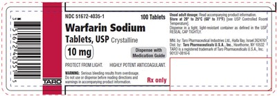 warfarin-10.jpg PRINCIPAL DISPLAY PANEL - 10 mg Tablet Bottle Label - warfarin 10