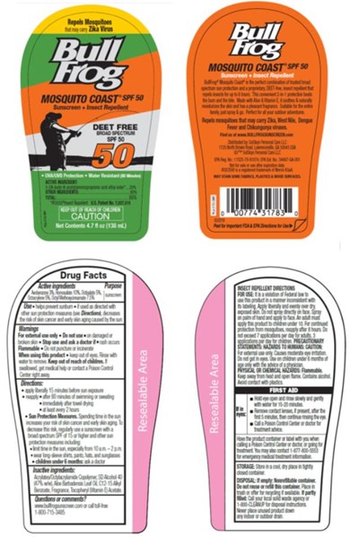 Principal Display Panelbullfrogmosquito Coast Spf 50sunscreen + Insect Repellent (Bull Frog Mosquito Coast Broad Spectrum Pump Spray 01)