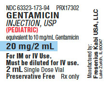 NDC 63323-173 Gentamicin Gentamicin