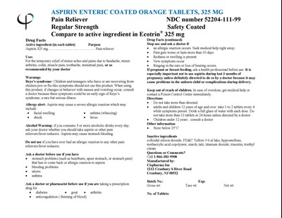 Aspirin Enteric Coated Orange Tablets, 325 mg, Bulk (Aspirin 325mg 41026ct)