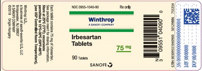 irbesartan-05.jpg PRINCIPAL DISPLAY PANEL - 75 mg Tablet Bottle Label - irbesartan 05