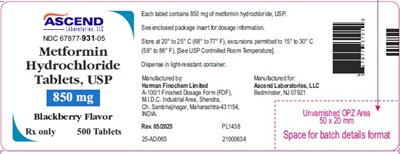 metformin-fig-2.jpg Container Label 850 mg 500 Counts - metformin fig 2