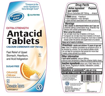 Premier Value Extra Strength Antacid Tablets 90 Counts (102ab96pvlflb)