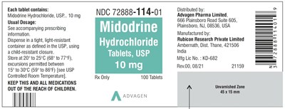 midodrine-hydrochloride-tab-10mg-100s.jpg Midodrine Hydrochloride Tablets, USP 10mg - 100 Tablets - NDC 72888-114-01 - midodrine hydrochloride tab 10mg 100s