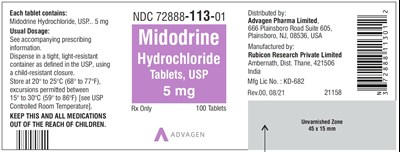 Midodrine Hydrochloride Tablets, Usp 5mg (100 Tablets)