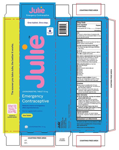 Package Label-principal Display Panel -1.5 mg (1 Tablet Carton Label) (Levonorgestrel Fig1)