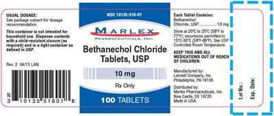 bethanechol-chloride-02.jpg PRINCIPAL DISPLAY PANELNDC 10135-516-01Bethanechol ChlorideTablets, USP10 mgRx Only100 TABLETS - bethanechol chloride 02