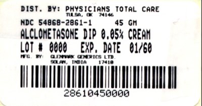 2861.jpg Alclometason Dipropionate Cream USP, 0.05% 45g Tube Label - 2861