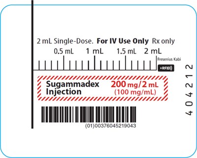 Package Label – Principal Display Panel – Sugammadex 2 mL Single-dose Syringe Label (Sug01 0004 09)