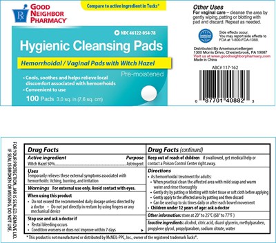 PA_408822_PL_AME_HygienicCleansingPads_100ct_LB_new.jpg image of carton label - PA 408822 PL AME HygienicCleansingPads 100ct LB new