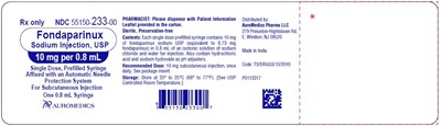 fondaparinux-fig31.jpg PACKAGE LABEL-PRINCIPAL DISPLAY PANEL – 10 mg per 0.8 mL - Prefilled Syringe Blister Pack Label - fondaparinux fig31