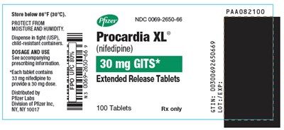 procardia-xl-03.jpg PRINCIPAL DISPLAY PANEL - 30 mg Tablet Bottle Label - procardia xl 03