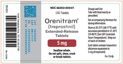 orenitram-17.jpg PRINCIPAL DISPLAY PANEL - 5 mg Tablet Bottle Label - orenitram 17