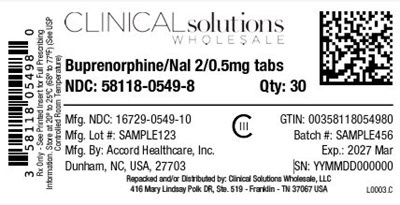 Buprenorphine/naloxone 2/0.5mg Sl Tablet 30ct Blister Card (Containerlabel2mgpoint5mg)