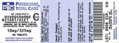 Principal Display Panel - 10 mg/325 mg bottle - 4974