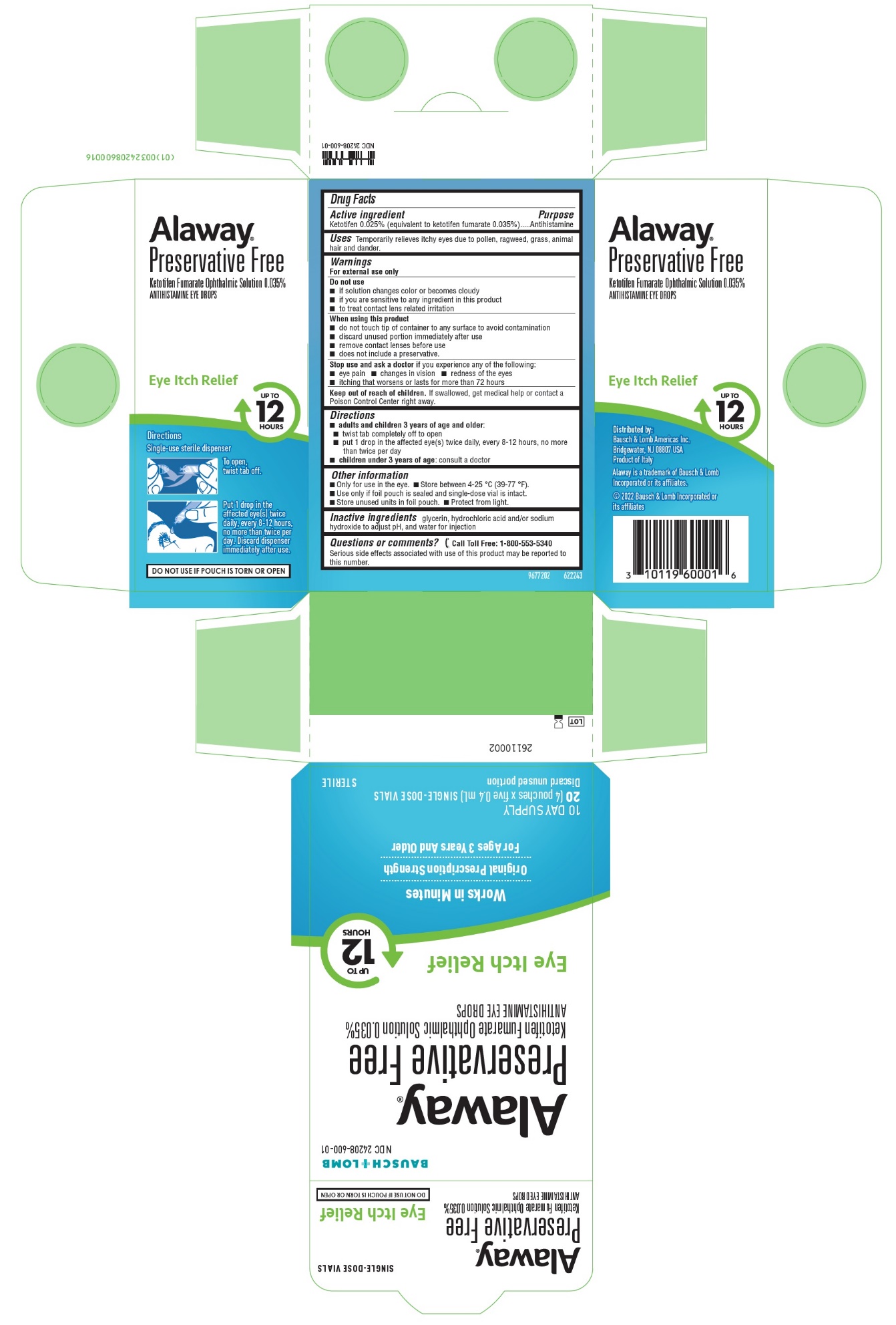 Label Alaway Preservative Free Solution/ Drops Ophthalmic Indications, Usage & Precautions