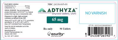 adthyza-04.jpg PRINCIPAL DISPLAY PANEL - 65 mg Tablet Bottle Label - adthyza 04