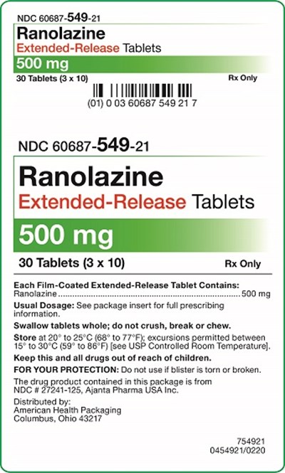 500 mg Ranolazine Er Tablets Carton (Carton)