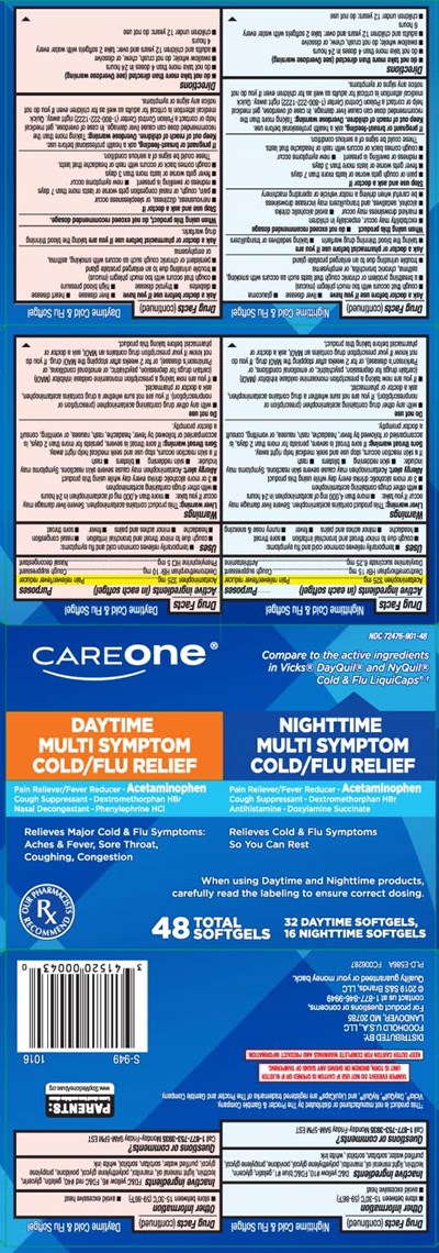 Acetaminophen 325 mg, Dextromethorphan Hbr 10 mg, Phenylephrine HCl 5 mg, Acetaminophen 325 mg, Dextromethorphan Hbr 15 mg, Doxylamine Succinate 6.25 mg (Daytime Pe Nighttime No Pse Pe Softgels Pur 1)