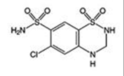 The Structural Formula For Hydrochlorothiazide Is 6-chloro-3,4-dihydro-2h-1,2,4-benzo-thiadiazine-7-sulfonamide 1,1-dioxide.  Its Empirical Formula Is C7h8cln3o4s2. (Olmesartan Medoxomil And Hydrochlorothiazide 02)