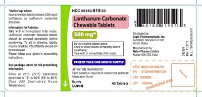 Lanthanum 500mg label
