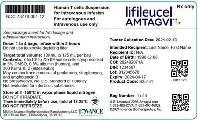 lifileucel-01.jpg PRINCIPAL DISPLAY PANEL - 125 mL Bag Cartridge Label - Iovance - lifileucel 01