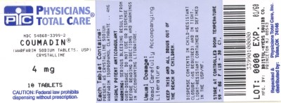 COUMADIN 4 mg Tablets - 3399
