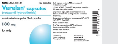 PRINCIPAL DISPLAY PANEL - 180 mg Capsule Bottle Label - verelan 03