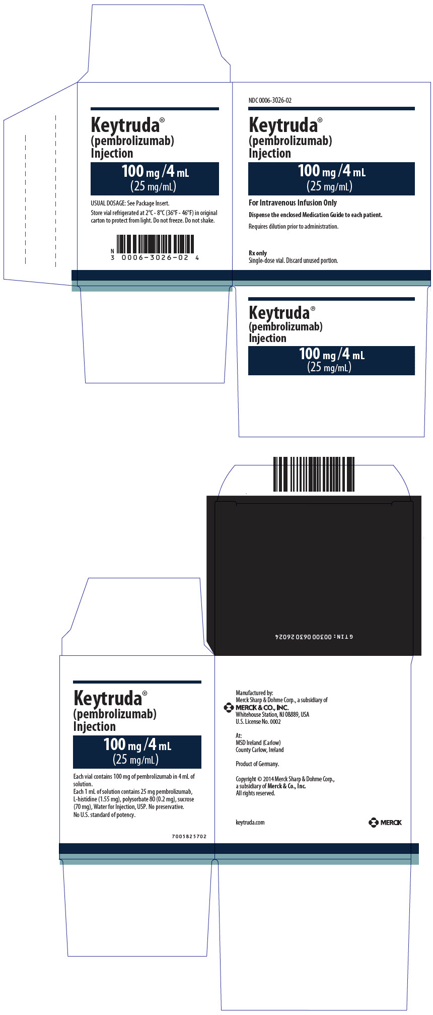 NDC 00063026 Keytruda Injection, Solution Intravenous Label