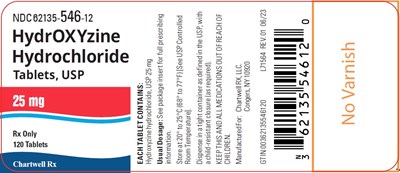 "image Description" (Hydroxyzine Hydrochloride 25mg 120 Label)