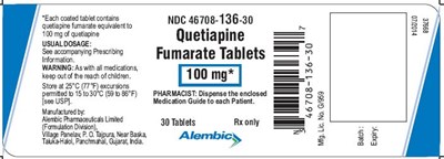 100 mg 30's bottle pack - quetiapine 100mg