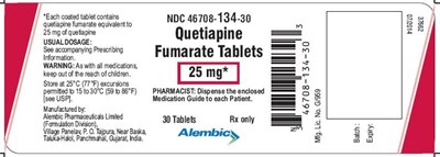 25 mg 30's bottle pack - quetiapine 25mg