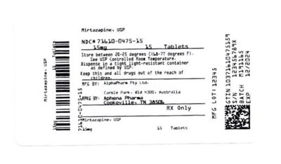 Bottle Label 15 mg (71610 0475 15)
