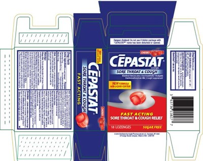 Principal Display PanelcĒpastat® Sore Throat &amp; Cough Menthol/benzocaine | Oral Anesthetic/analgesicdextromethorphan Hbr 5 mg | Cough Suppressantfast Actingsore Throat &amp; Cough Relief18 Lozenges Cherrysugar Free (Cepastat Sore Throat And Cough 01)