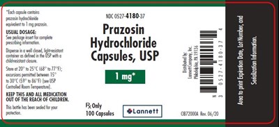 1 mg 100 count - prazosin hydrochloride capsules usp 2