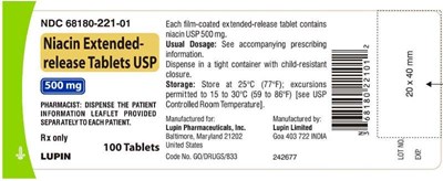 7e2899e1-99ef-4a21-8f6b-8590cb0674c9-02.jpg NIACIN EXTENDED-RELEASE TABLETS500 mgRx OnlyNDC 68180-221-01 100 TABLETS - 7e2899e1 99ef 4a21 8f6b 8590cb0674c9 02