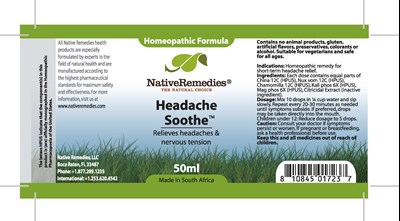 HeadacheSoothe.jpg bottle label - HeadacheSoothe