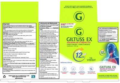Image Description (Glituss Ex Max Expectorant Tabs 600mg 20s Bottle Label)