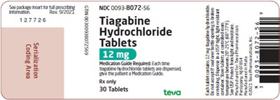 Tiagabine Hydrochloride Tablets 12 mg, 30s Label - tiagabine hcl tablets 2 mg 4 mg 12 mg 16 mg 12