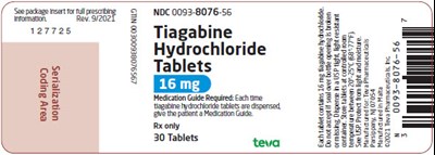 Tiagabine Hydrochloride Tablets 16 mg, 30s Label - tiagabine hcl tablets 2 mg 4 mg 12 mg 16 mg 13