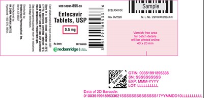 PRINCIPAL DISPLAY PANEL - 0.5 mg Tablet Bottle Label - entecavir 02