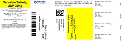 Sertraline Tablets Usp 25mg (Sertraline Container Label 25mg 30ct)