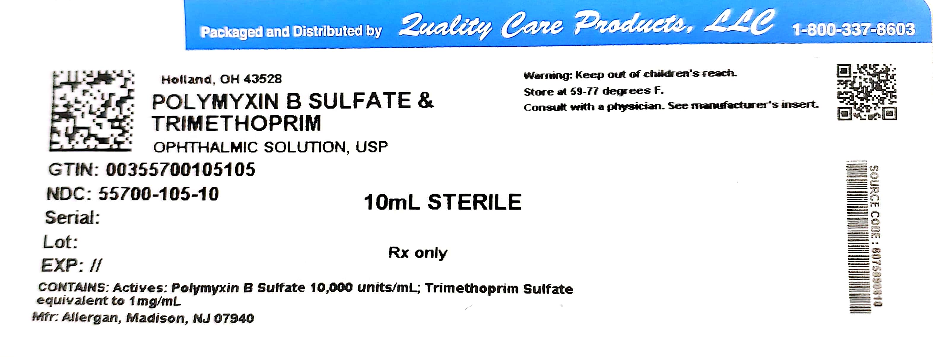 NDC 55700105 Polymyxin B Sulfate And Trimethoprim Sulfate Solution
