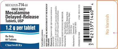 mesalamine-dr-tablets-60s-label.jpg Mesalamine Delayed-Release Tablets, USP 1.2g NDC 62135-714-60 - 60 Tablets label - mesalamine dr tablets 60s label