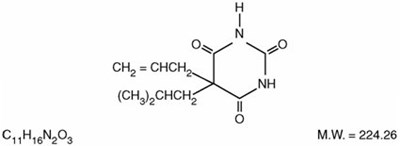 This is an image of the structural formula of Butalbital. - buapapcafftab50mg325mg40mg 1