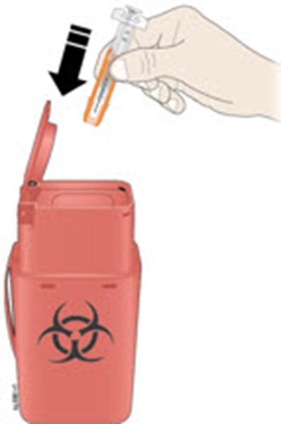 neupogen-18.jpg Hold the syringe by the barrel with the needle cap pointing up. Carefully pull the needle cap straight off and away from your body. - neupogen 18